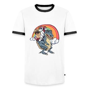 T-shirt désordre sous l'arc-en-ciel - T-shirt contrasté Homme - blanc/noir - Devant - AI Model Female 172 light (172cm) & AI Model Male 178 dark (178cm)