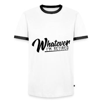 Pension Pensioner Pensioner Gift Pension Work - Men's Ringer Shirt - white/black - Front - AI Model Female 172 light (172cm) & AI Model Male 178 dark (178cm)