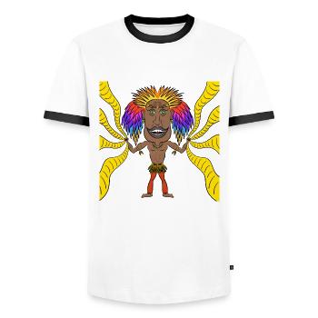 Chaman coloré - T-shirt contrasté Homme - blanc/noir - Devant - AI Model Female 172 light (172cm) & AI Model Male 178 dark (178cm)