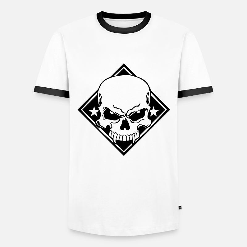 Evil Skull - Männer Kontrast-T-Shirt - Weiß/Schwarz