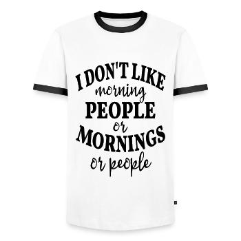 Morgenmuffel Langschläfer kein Morgenmensch müde - Männer Kontrast-T-Shirt - Weiß/Schwarz - Vorne - AI Model Female 172 light (172cm) & AI Model Male 178 dark (178cm)