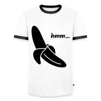 Hmm Yummy Banana Gift - Men's Ringer Shirt - white/black - Front - AI Model Female 172 light (172cm) & AI Model Male 178 dark (178cm)