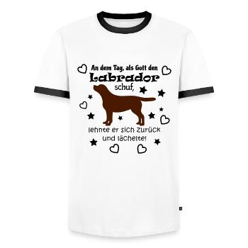 Gott schuf Labrador (braun) - Männer Kontrast-T-Shirt - Weiß/Schwarz - Vorne - AI Model Female 172 light (172cm) & AI Model Male 178 dark (178cm)