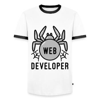 Développeur Web - T-shirt contrasté Homme - blanc/noir - Devant - AI Model Female 172 light (172cm) & AI Model Male 178 dark (178cm)
