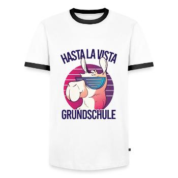 Grundschul Abgänger 2023 Grundschule Abschied - Männer Kontrast-T-Shirt - Weiß/Schwarz - Vorne - AI Model Female 172 light (172cm) & AI Model Male 178 dark (178cm)