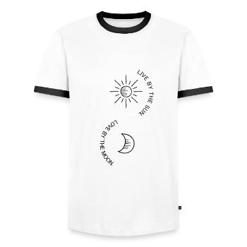 Live sunshine love by moonlight day night - Men's Ringer Shirt - white/black - Front - AI Model Female 172 light (172cm) & AI Model Male 178 dark (178cm)