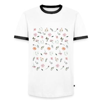 Flowers beautiful flower flowerbed gift pink - Men's Ringer Shirt - white/black - Front - AI Model Female 172 light (172cm) & AI Model Male 178 dark (178cm)