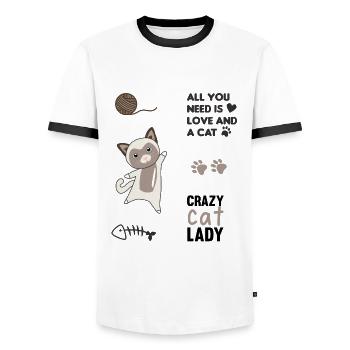 Chat mignon chat autocollant set de parole pattes - T-shirt contrasté Homme - blanc/noir - Devant - AI Model Female 172 light (172cm) & AI Model Male 178 dark (178cm)
