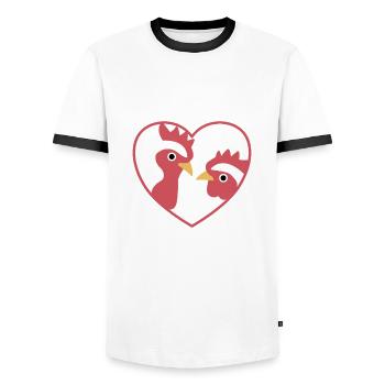 I love chicken sweet chicken rooster chicken - Men's Ringer Shirt - white/black - Front - AI Model Female 172 light (172cm) & AI Model Male 178 dark (178cm)