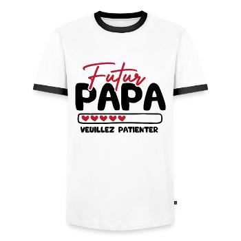 Futur papa veuillez patienter - T-shirt contrasté Homme - blanc/noir - Devant - AI Model Female 172 light (172cm) & AI Model Male 178 dark (178cm)