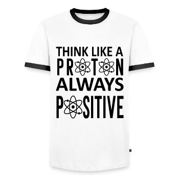 Think Like A Proton Always Positif - T-shirt contrasté Homme - blanc/noir - Devant - AI Model Female 172 light (172cm) & AI Model Male 178 dark (178cm)