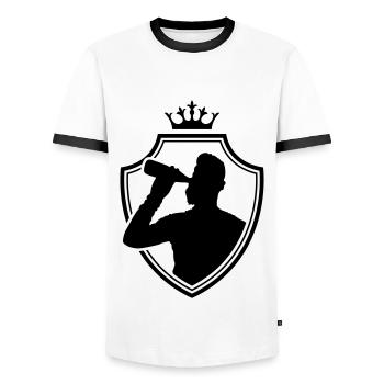 boire un blason - T-shirt contrasté Homme - blanc/noir - Devant - AI Model Female 172 light (172cm) & AI Model Male 178 dark (178cm)