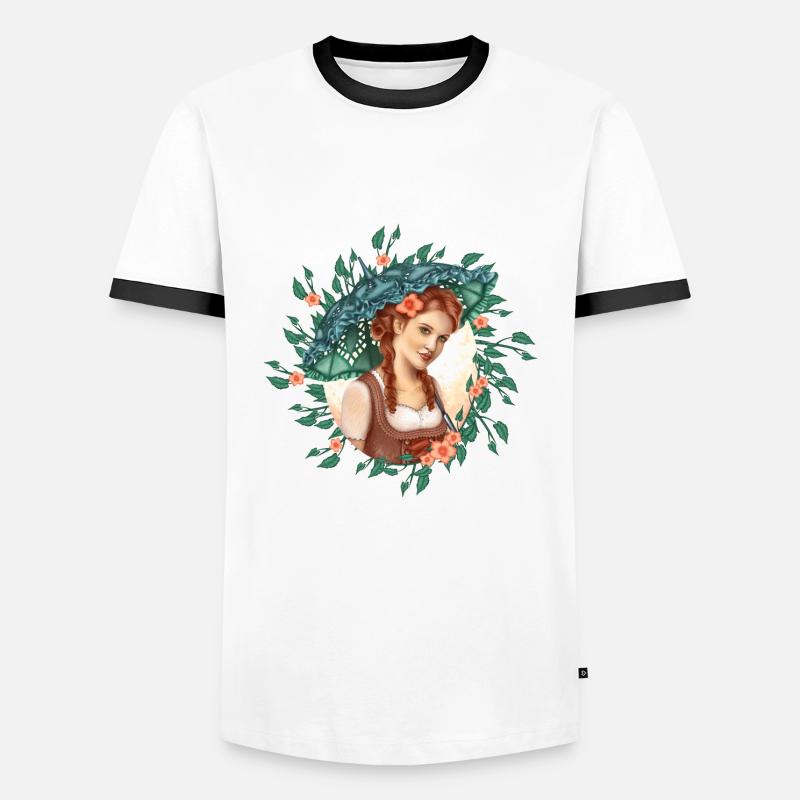 Mädchen mit Regenschirm - Männer Kontrast-T-Shirt - Weiß/Schwarz