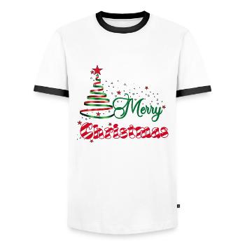 Christmas Stardust - Men's Ringer Shirt - white/black - Front - AI Model Female 172 light (172cm) & AI Model Male 178 dark (178cm)