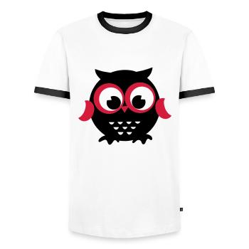 Eule - Männer Kontrast-T-Shirt - Weiß/Schwarz - Vorne - AI Model Female 172 light (172cm) & AI Model Male 178 dark (178cm)