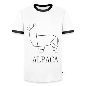 Alpaga Origami Alpaga minimaliste - T-shirt contrasté Homme - blanc/noir - Devant - AI Model Female 172 light (172cm) & AI Model Male 178 dark (178cm)