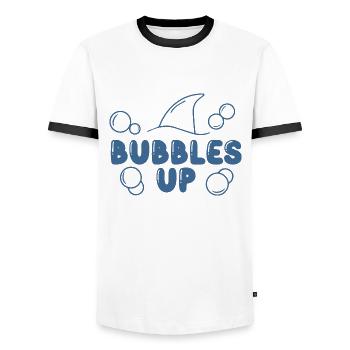Bubbles Up Shark Lover Love Beach Bubble Up Funny - Men's Ringer Shirt - white/black - Front - AI Model Female 172 light (172cm) & AI Model Male 178 dark (178cm)