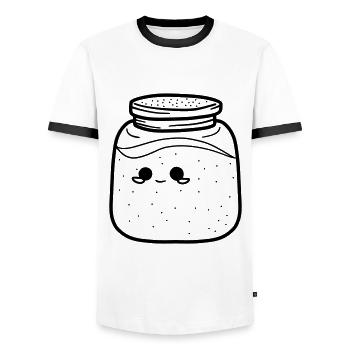 Kawaii - T-shirt contrasté Homme - blanc/noir - Devant - AI Model Female 172 light (172cm) & AI Model Male 178 dark (178cm)