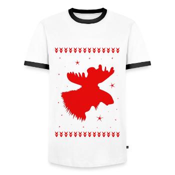 Elch Weihnachten Rentier Hirsch - Männer Kontrast-T-Shirt - Weiß/Schwarz - Vorne - AI Model Female 172 light (172cm) & AI Model Male 178 dark (178cm)