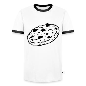 Cookie Cookie Biscuit - Men's Ringer Shirt - white/black - Front - AI Model Female 172 light (172cm) & AI Model Male 178 dark (178cm)