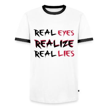 Realize - Männer Kontrast-T-Shirt - Weiß/Schwarz - Vorne - AI Model Female 172 light (172cm) & AI Model Male 178 dark (178cm)