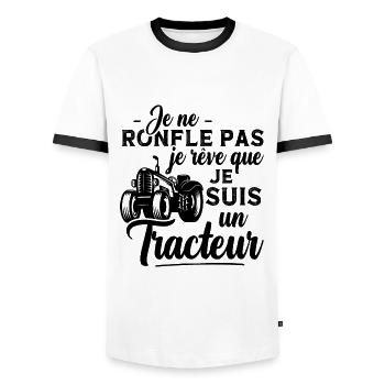 Je ne ronfle pas je rêve que je suis un tracteur - T-shirt contrasté Homme - blanc/noir - Devant - AI Model Female 172 light (172cm) & AI Model Male 178 dark (178cm)