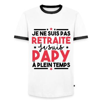 Je ne suis pas retraité je suis papy à plein temps - T-shirt contrasté Homme - blanc/noir - Devant - AI Model Female 172 light (172cm) & AI Model Male 178 dark (178cm)