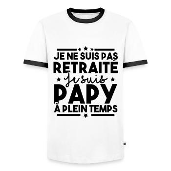 Je ne suis pas retraité je suis papy à plein temps - T-shirt contrasté Homme - blanc/noir - Devant - AI Model Female 172 light (172cm) & AI Model Male 178 dark (178cm)