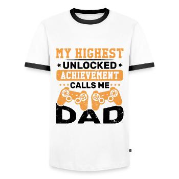 Meine höchste offene Errungenschaft nennt mich Vater - Männer Kontrast-T-Shirt - Weiß/Schwarz - Vorne - AI Model Female 172 light (172cm) & AI Model Male 178 dark (178cm)