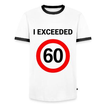 I exceeded 60 - funny 60th birthday gift - Men's Ringer Shirt - white/black - Front - AI Model Female 172 light (172cm) & AI Model Male 178 dark (178cm)