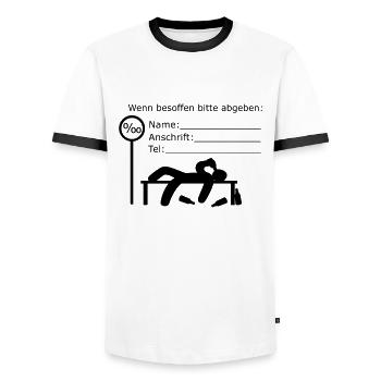 wenn besoffen bitte abgeben bei: (s) - Männer Kontrast-T-Shirt - Weiß/Schwarz - Vorne - AI Model Female 172 light (172cm) & AI Model Male 178 dark (178cm)