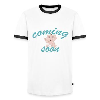 idée de cadeau naissance bébé enfant né naissance - T-shirt contrasté Homme - blanc/noir - Devant - AI Model Female 172 light (172cm) & AI Model Male 178 dark (178cm)