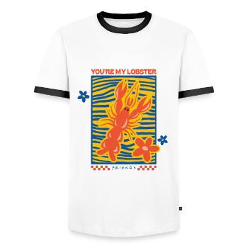 Friends You Are My Lobster Design - Männer Kontrast-T-Shirt - Weiß/Schwarz - Vorne - AI Model Female 172 light (172cm) & AI Model Male 178 dark (178cm)