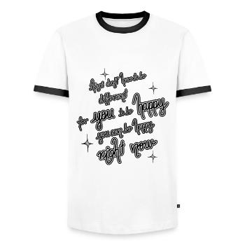 Happiness right now - Happiness is a mindset, Now - Men's Ringer Shirt - white/black - Front - AI Model Female 172 light (172cm) & AI Model Male 178 dark (178cm)