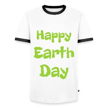 Happy Earth Day - Men's Ringer Shirt - white/black - Front - AI Model Female 172 light (172cm) & AI Model Male 178 dark (178cm)