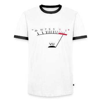 vu meter ii FR - T-shirt contrasté Homme - blanc/noir - Devant - AI Model Female 172 light (172cm) & AI Model Male 178 dark (178cm)