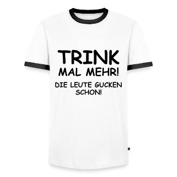 Trink mal mehr! Die Leute gucken schon! - Männer Kontrast-T-Shirt - Weiß/Schwarz - Vorne - AI Model Female 172 light (172cm) & AI Model Male 178 dark (178cm)