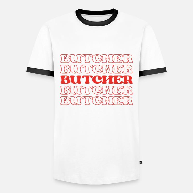 Metzger Fleischschneider Fleischverarbeiter - Männer Kontrast-T-Shirt - Weiß/Schwarz