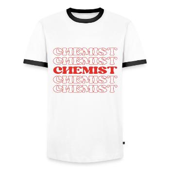 Chimiste Chercheur Chercheur Chercheur Expert en recherche Expert - T-shirt contrasté Homme - blanc/noir - Devant - AI Model Female 172 light (172cm) & AI Model Male 178 dark (178cm)