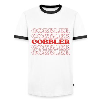 Cobbler Shoemaker Shoe Repairman Shoe Fixer Shoe - Men's Ringer Shirt - white/black - Front - AI Model Female 172 light (172cm) & AI Model Male 178 dark (178cm)