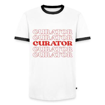 Kurator, Bewahrer, Depotbank, Konservator, Archivar - Männer Kontrast-T-Shirt - Weiß/Schwarz - Vorne - AI Model Female 172 light (172cm) & AI Model Male 178 dark (178cm)