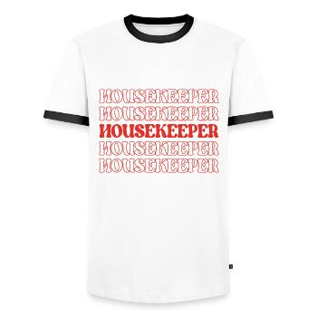 Housekeeper House Cleaner Janitor Custodian - Men's Ringer Shirt - white/black - Front - AI Model Female 172 light (172cm) & AI Model Male 178 dark (178cm)