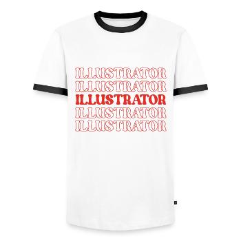 Illustrateur Artiste Graphiste Créateur d’images - T-shirt contrasté Homme - blanc/noir - Devant - AI Model Female 172 light (172cm) & AI Model Male 178 dark (178cm)