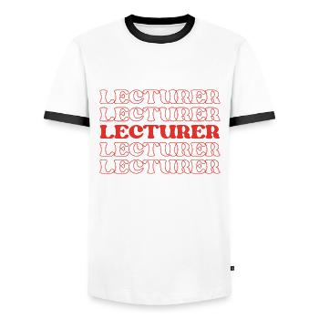 Lecturer Teacher Instructor Speaker Educator - Men's Ringer Shirt - white/black - Front - AI Model Female 172 light (172cm) & AI Model Male 178 dark (178cm)
