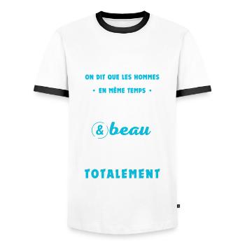 Je suis Papa beau-papa j'assure. Cadeau beau-père - T-shirt contrasté Homme - blanc/noir - Devant - AI Model Female 172 light (172cm) & AI Model Male 178 dark (178cm)