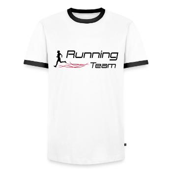 équipe de course - T-shirt contrasté Homme - blanc/noir - Devant - AI Model Female 172 light (172cm) & AI Model Male 178 dark (178cm)