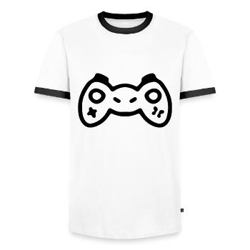 Contrôleur Gamer Gambler Console Gaming - T-shirt contrasté Homme - blanc/noir - Devant - AI Model Female 172 light (172cm) & AI Model Male 178 dark (178cm)