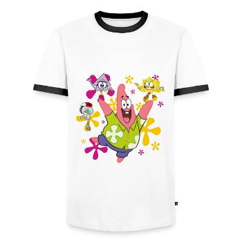 The Patrick Star Show Patrick SpongeBob Squidward - Men's Ringer Shirt - white/black - Front - AI Model Female 172 light (172cm) & AI Model Male 178 dark (178cm)