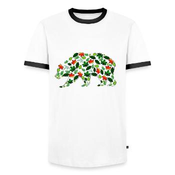 Ours en feuilles - T-shirt contrasté Homme - blanc/noir - Devant - AI Model Female 172 light (172cm) & AI Model Male 178 dark (178cm)