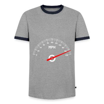 Speedometer speed car motorcycle MPH - Men's Ringer Shirt - grey/navy  - Front - AI Model Female 172 light (172cm) & AI Model Male 178 light (178cm)